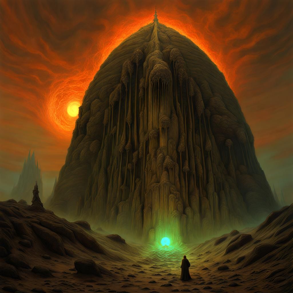 Paleo-Necromancer in Beksiński-Inspired LightWave 3D