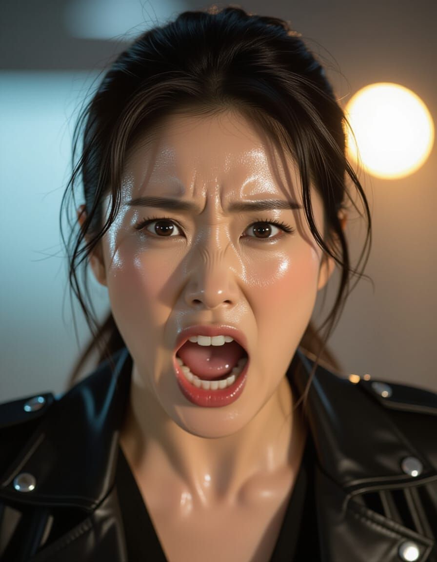 Korean Actress Cinematic Portrait in Dramatic Action Film