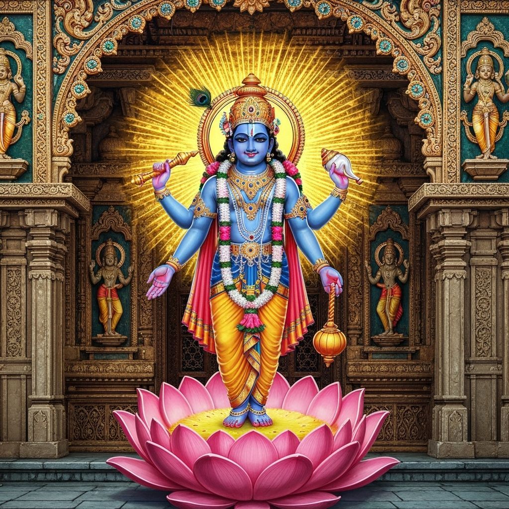 Vishnu with Lotus, Conch, Discus, and Mace