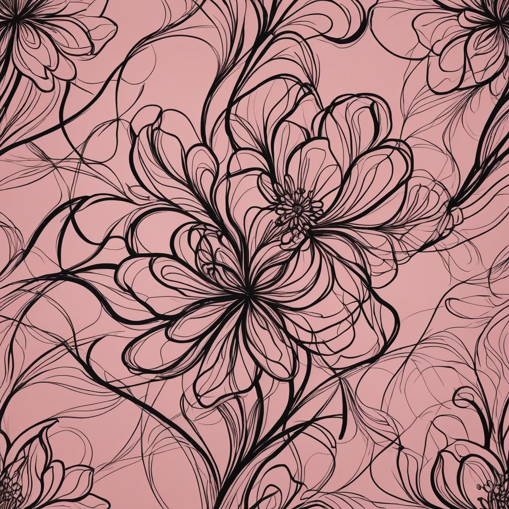 Elegant Single Line Art Flower on Pink