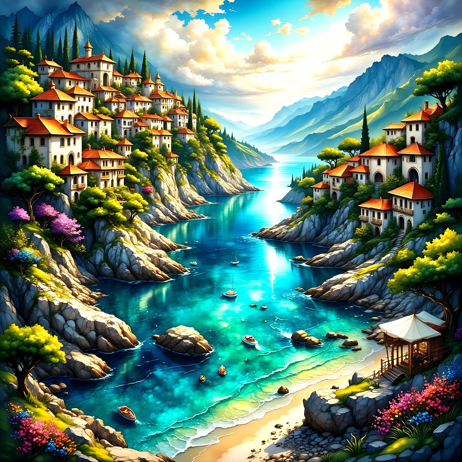 Dalmatian Coastlines in Vibrant Epic Fantasy