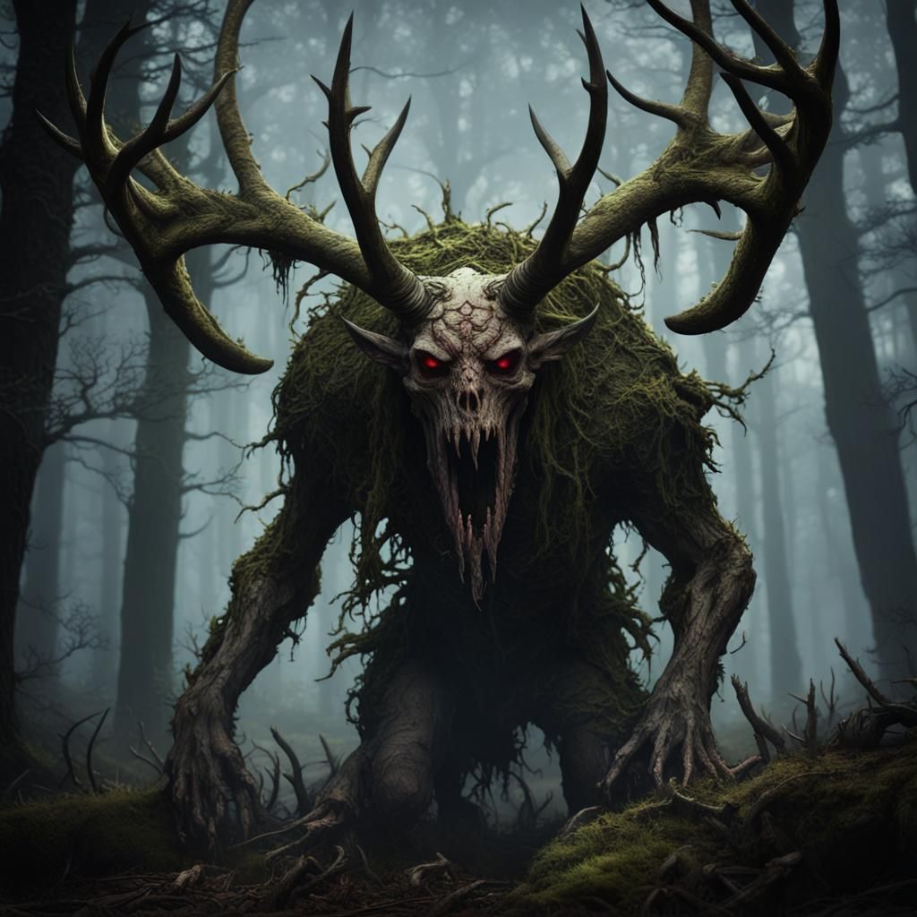 Eldritch Forest Monster with Antlers