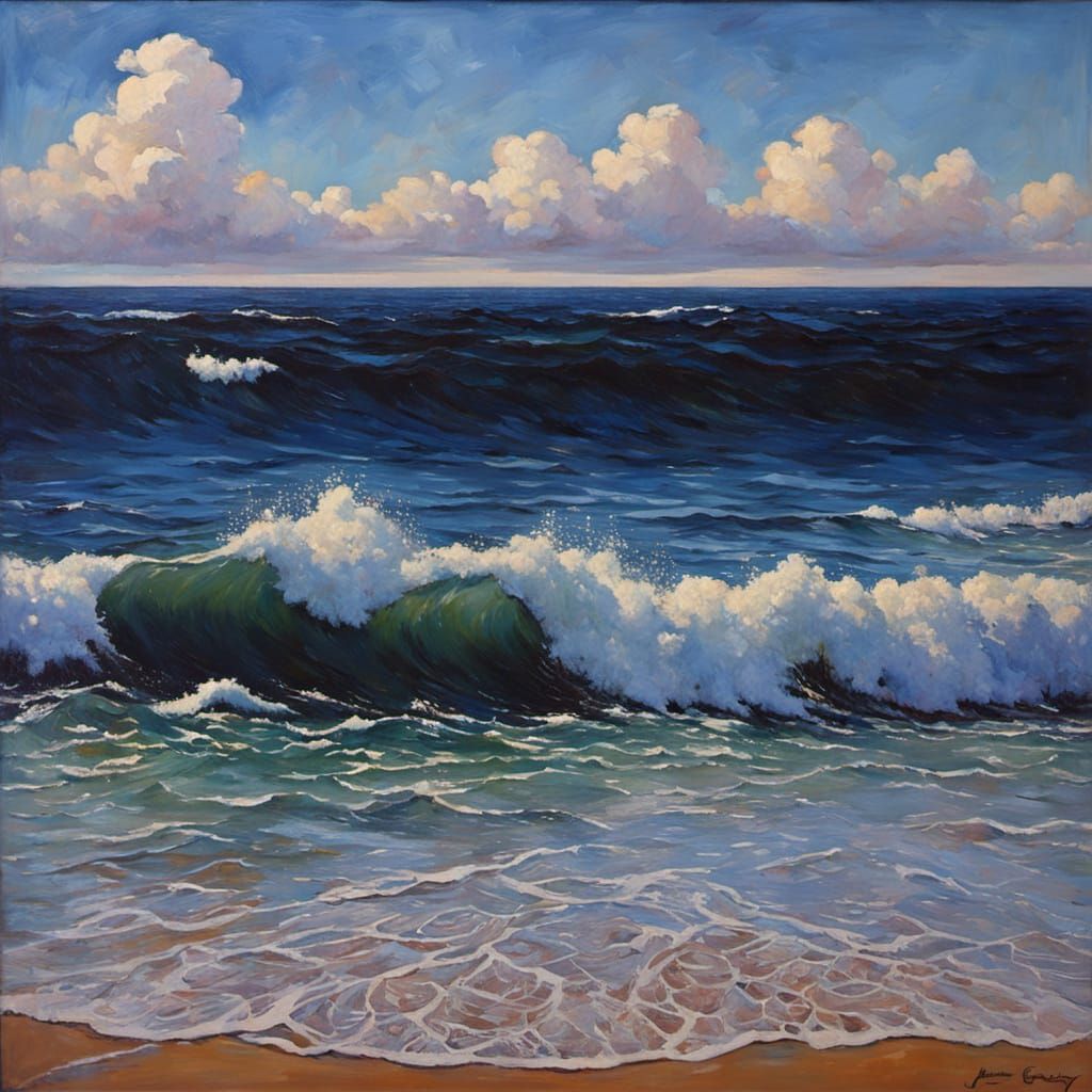 Ethereal Oceanic Landscape in a Whimsical Oil Painting Style