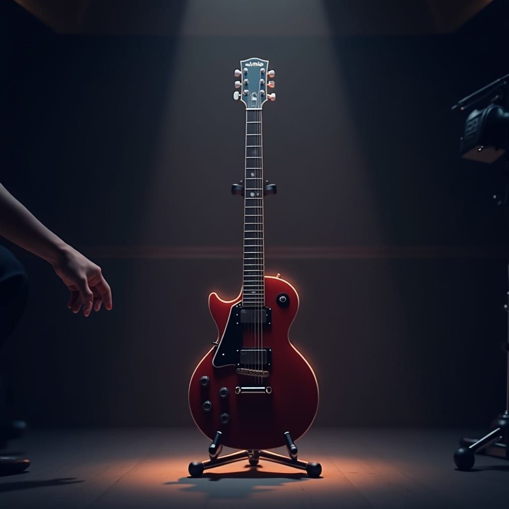 Left-Handed Gibson Les Paul on Stand