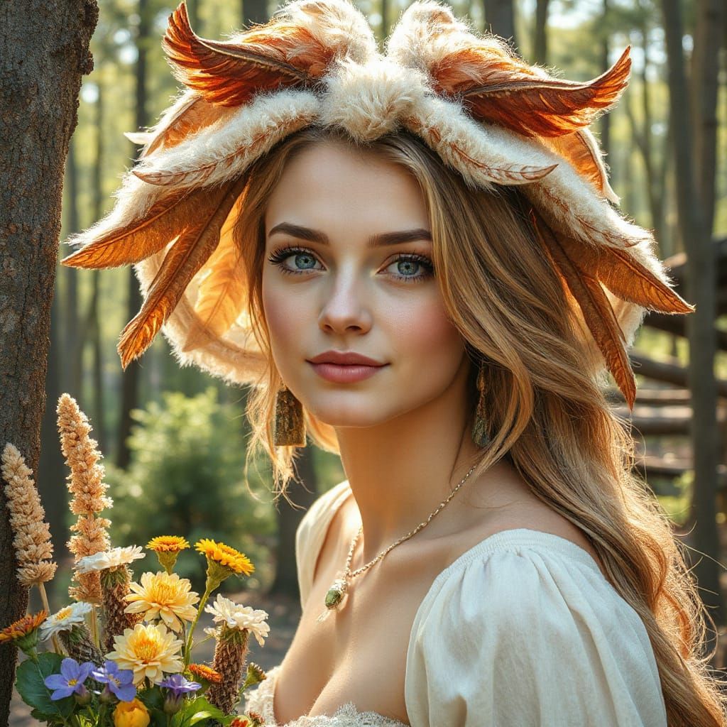 Fairy Woman Portrait in Impressionist Gouache Style