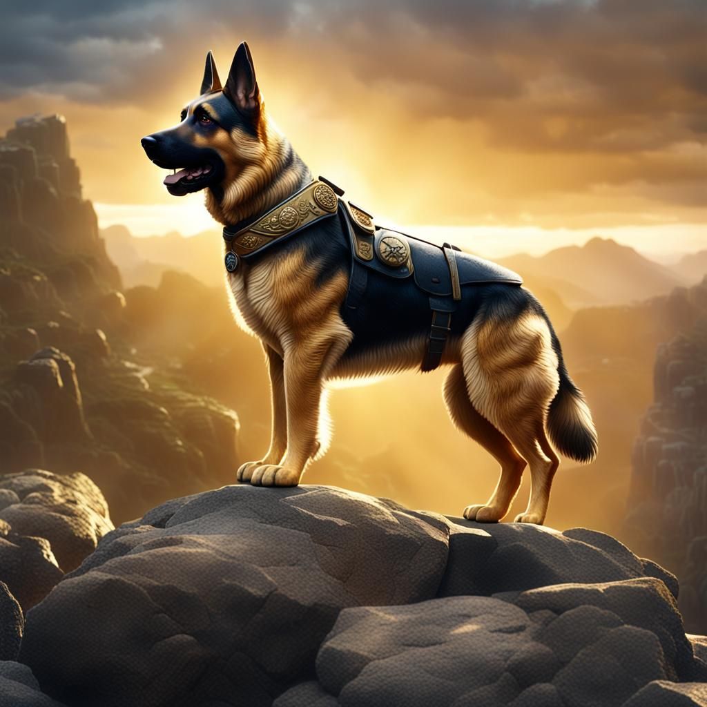 Heroic Rin Tin Tin Toy in Fantasy Art Style
