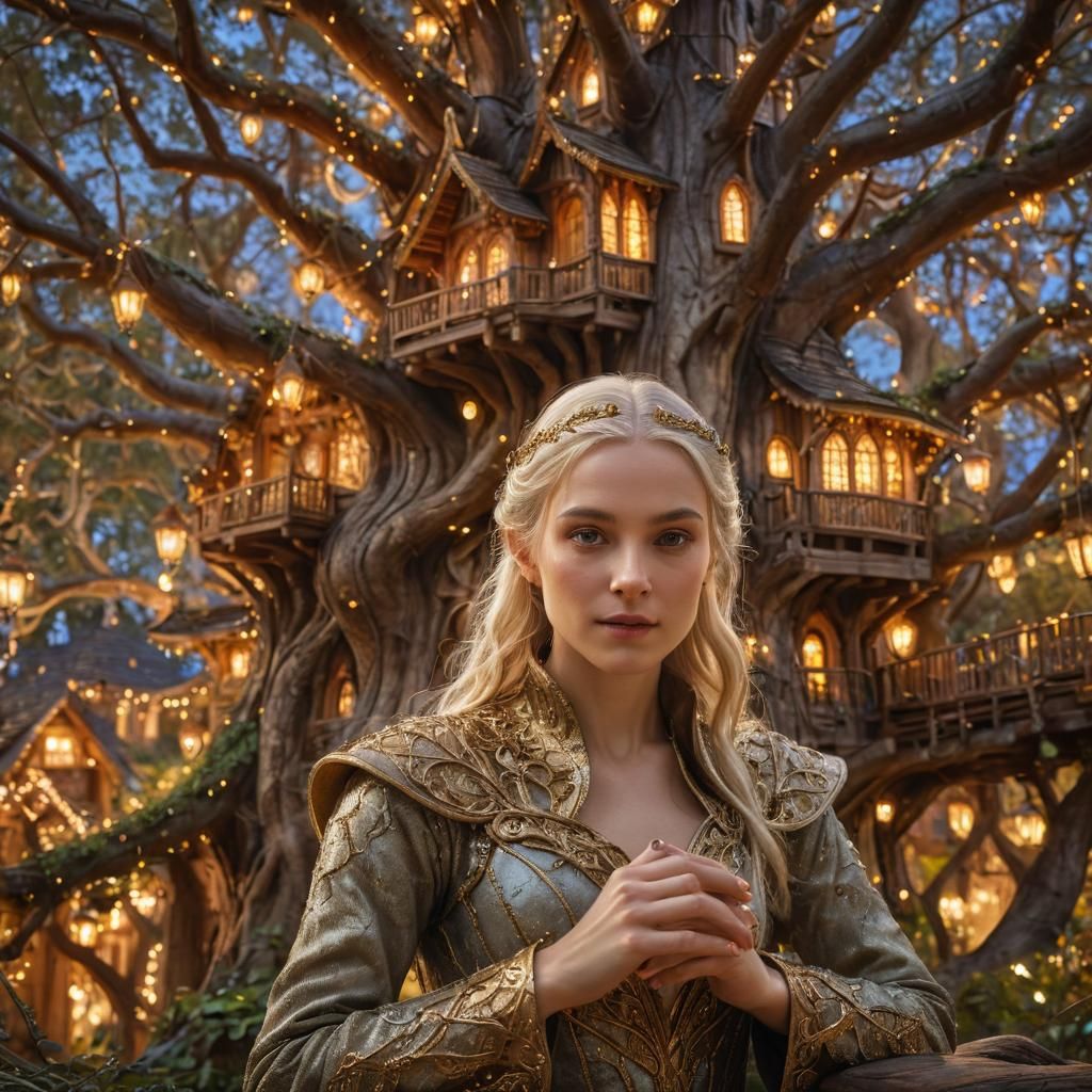 Elven Treehouse Portrait in Dutch Master Style
