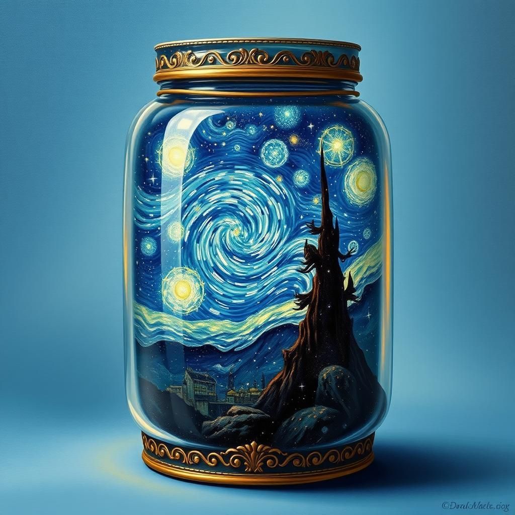 Starry Sky Universe Trapped in Antique Glass Jar