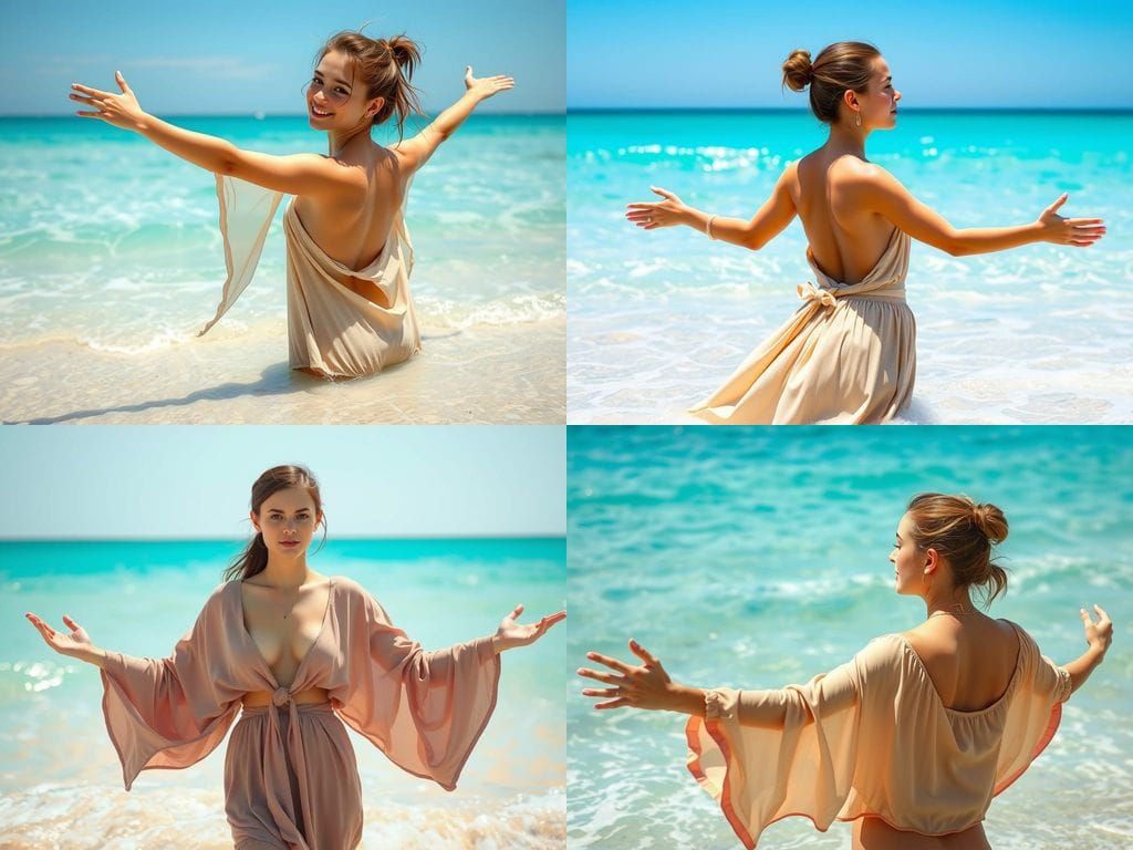 Azure Ocean Freedom: A Nude Figure in Coastal Serenity