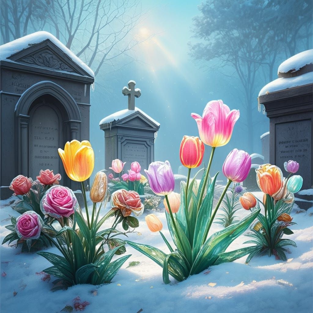 Whispers of Winter in a Floral Cemetery