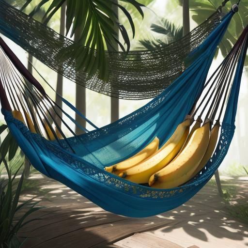 Hyperrealistic Banana in Hammock Splash Art