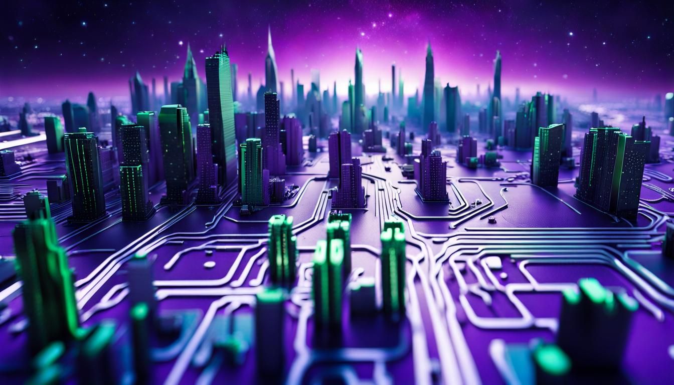 Circuit Board Metropolis in a Green Desert