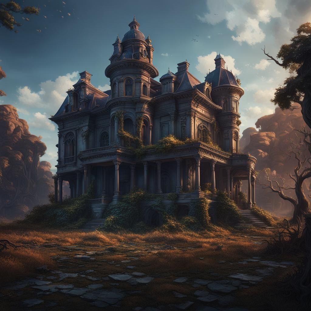Fantastical Abandoned Mansion in Detailed Matte Painting