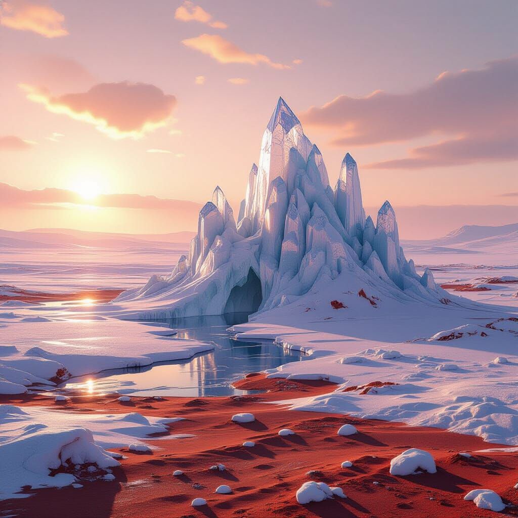 Icy Martian Palace Reflects Pale Sunlight