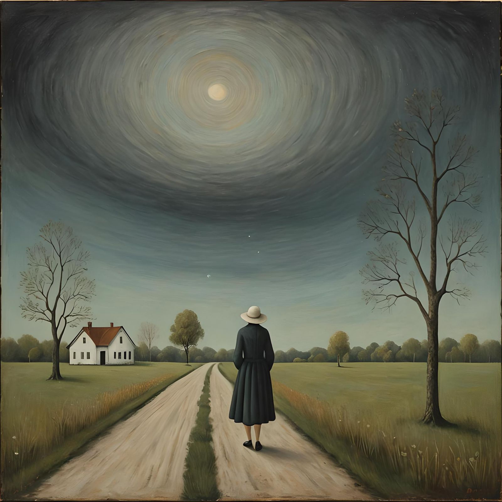 Dreamy Oil Painting of a Faded Figure