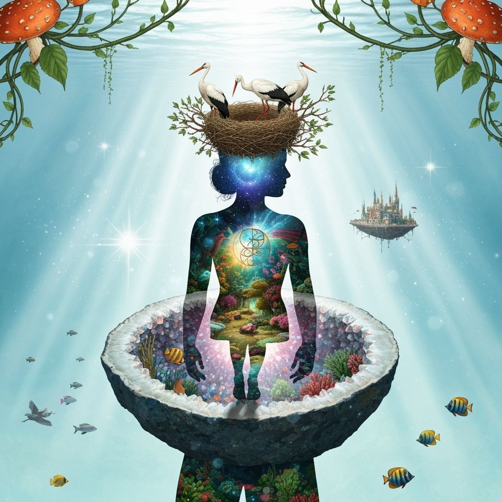 Ethereal Woman Intertwined with Nature's Elements