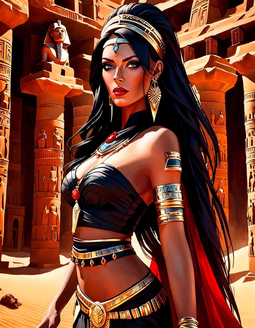 Gothic Desert Queen with Red and Blue Colors