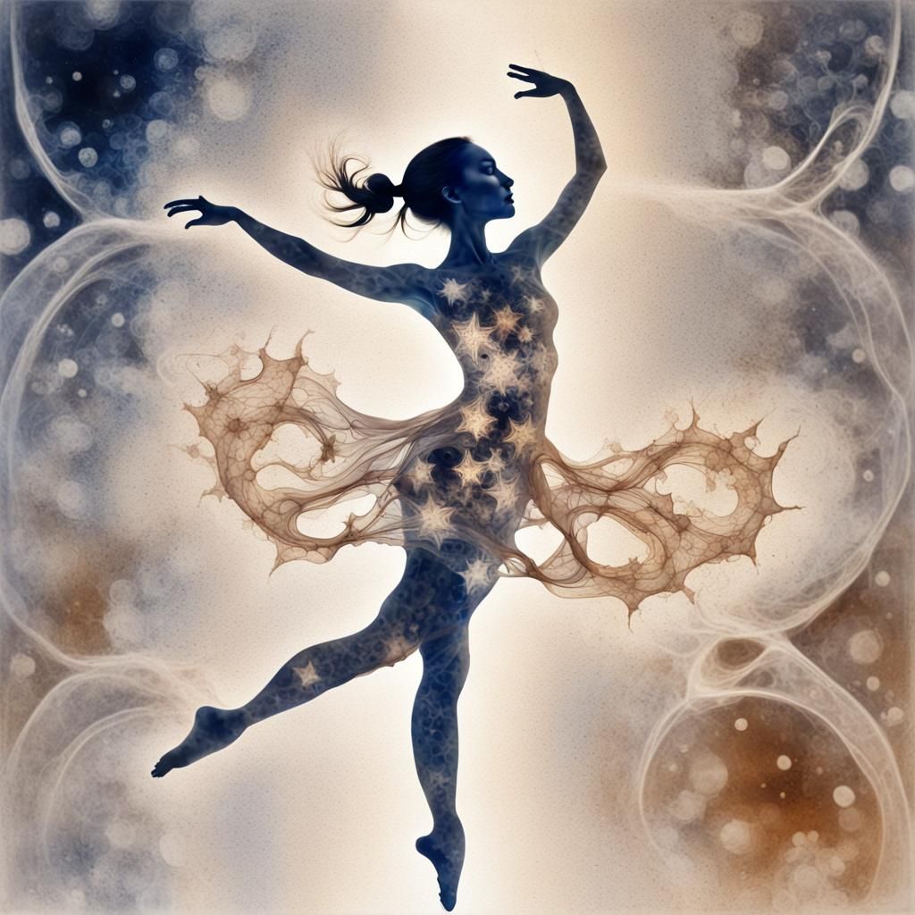 Abstract Whimsical Dancer in Bio Art Chemigram