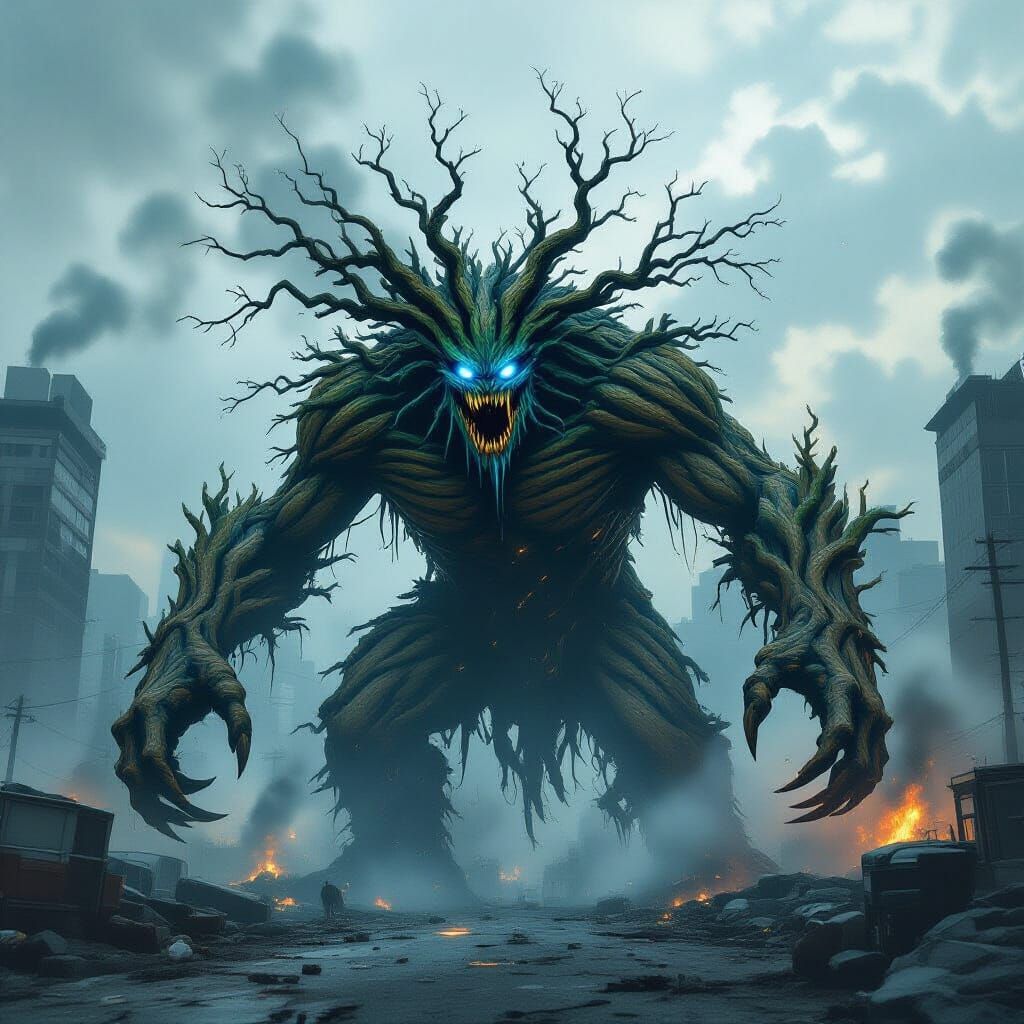 Terrifying Tree Monster Rampages Through Polluted City
