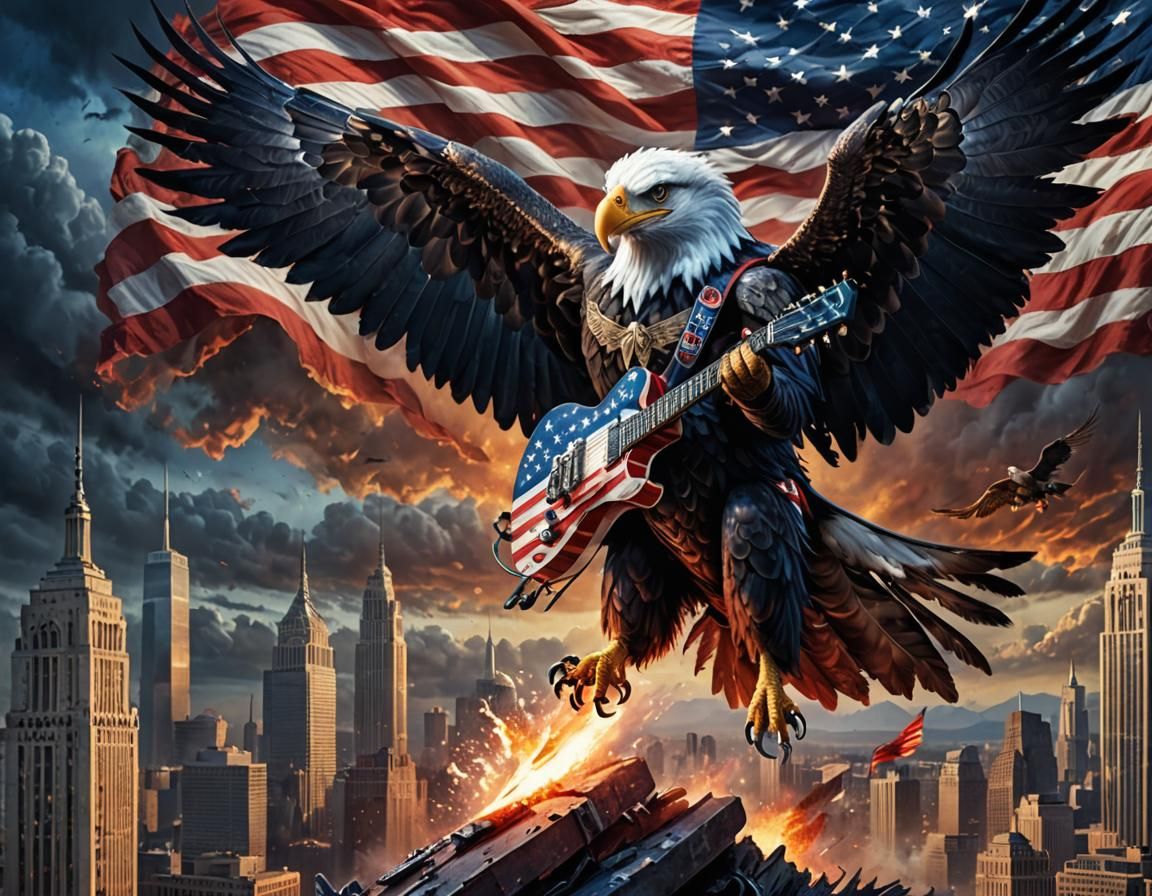 American Heavy Metal Eagle Guitar Solo