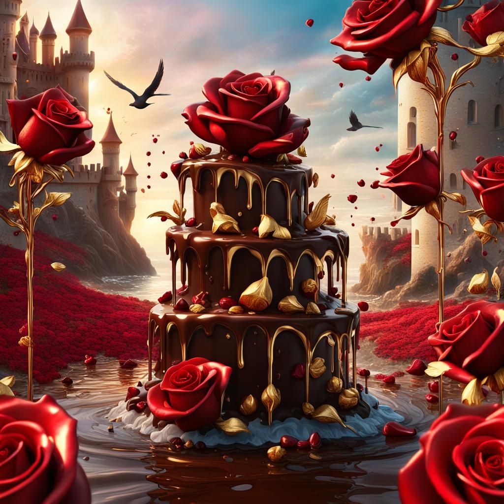 Surreal Chocolate Rose Sculpture by the Sea