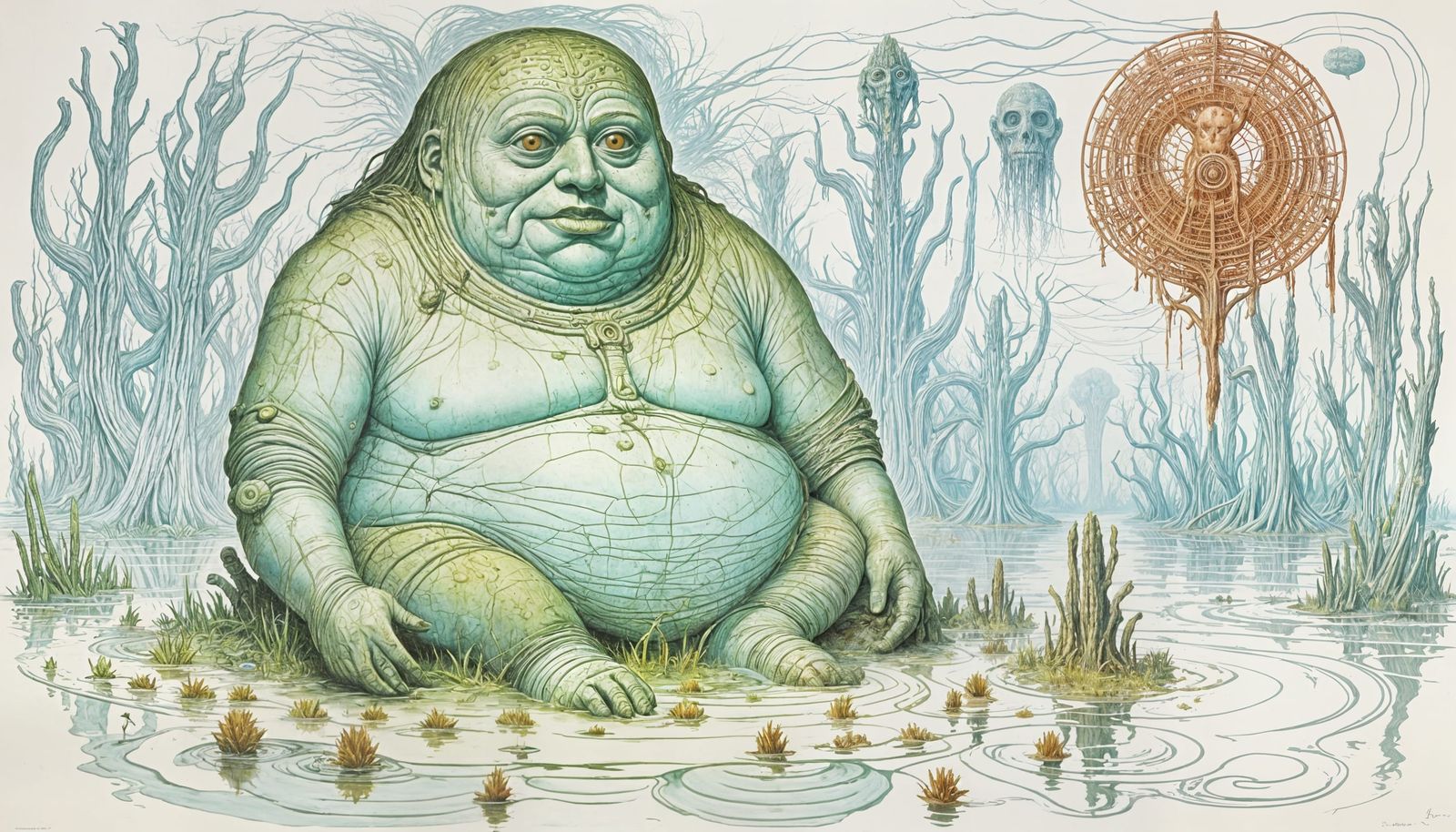 Malevolent Idol in Swampy Backwater Oil Painting