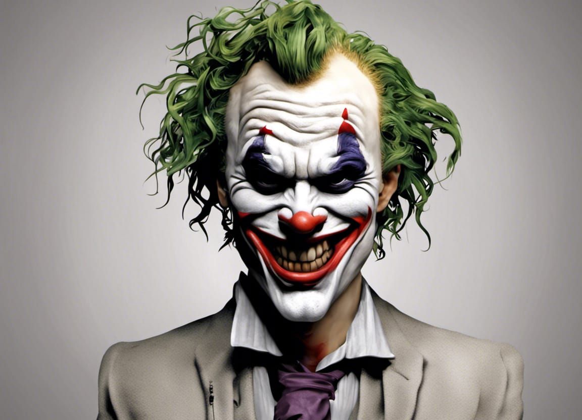 Animated Joker Portrait in Grotesque Caricature Style