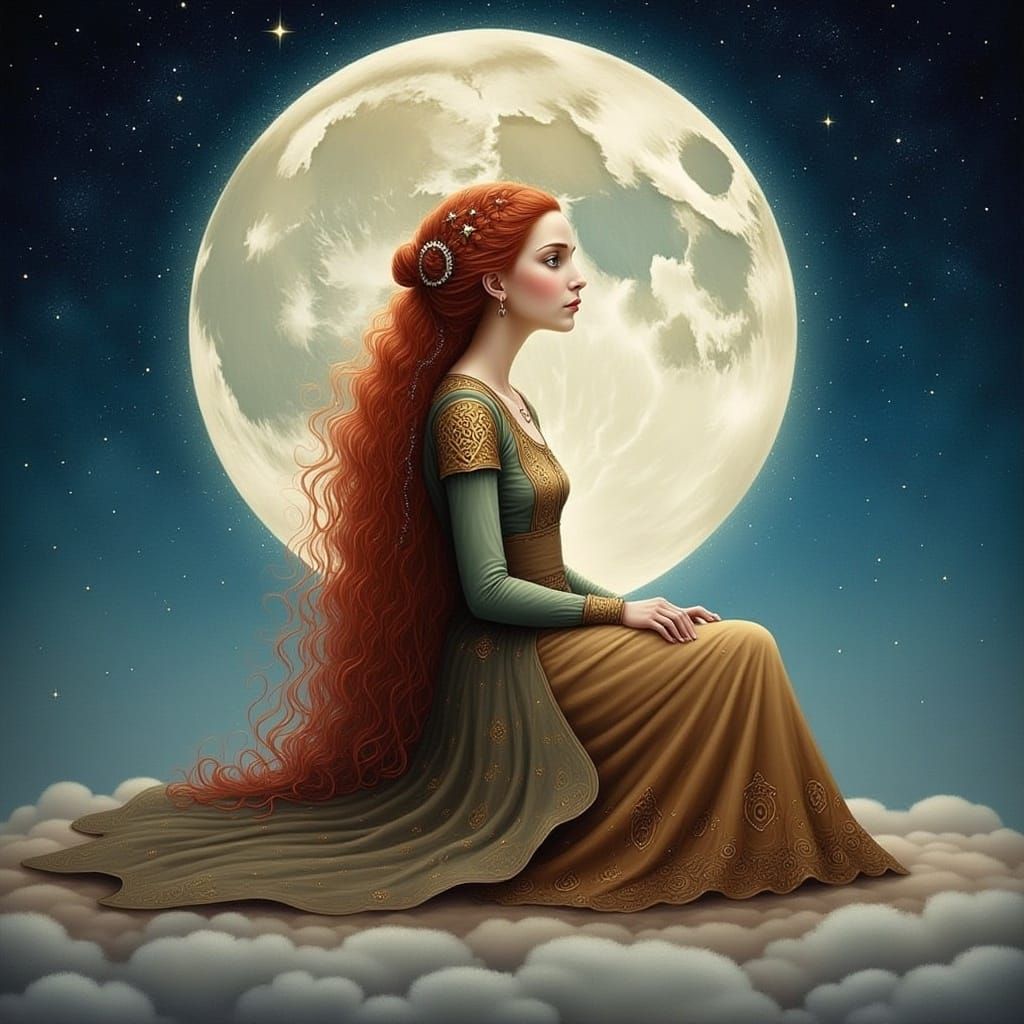 Merida on the Moon in Stylized Watercolor