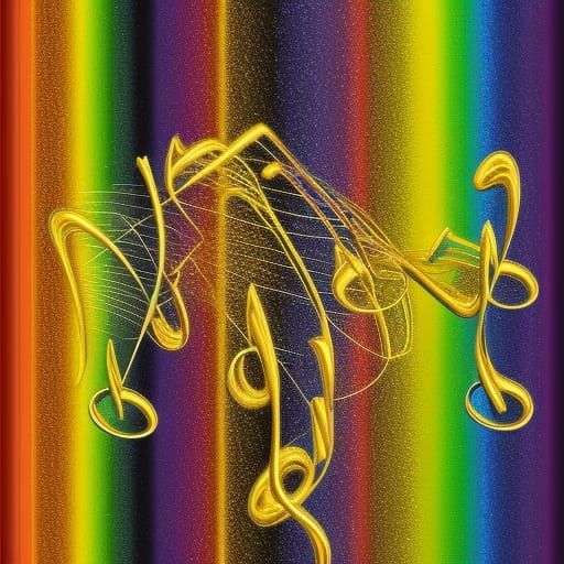 Swirling Rainbow Sheet Music in Gold