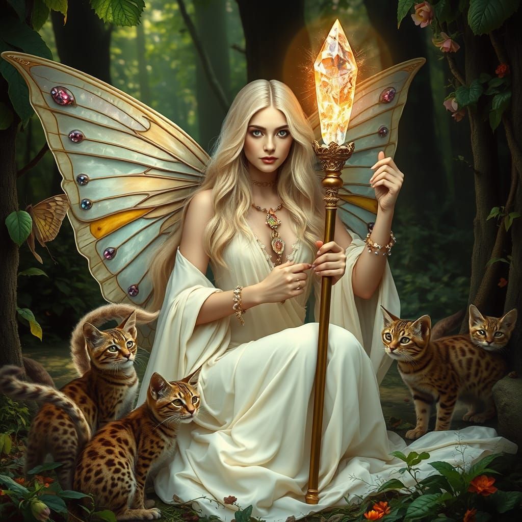 Goddess with Butterfly Wings in Art Nouveau Style