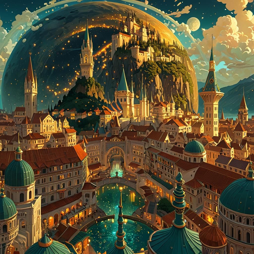 Magical Wizard City Digital Painting
