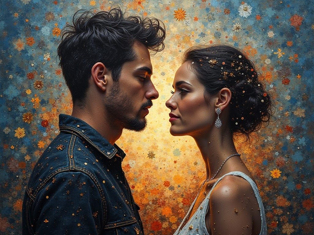 Pointillist Couple in Cosmic Void