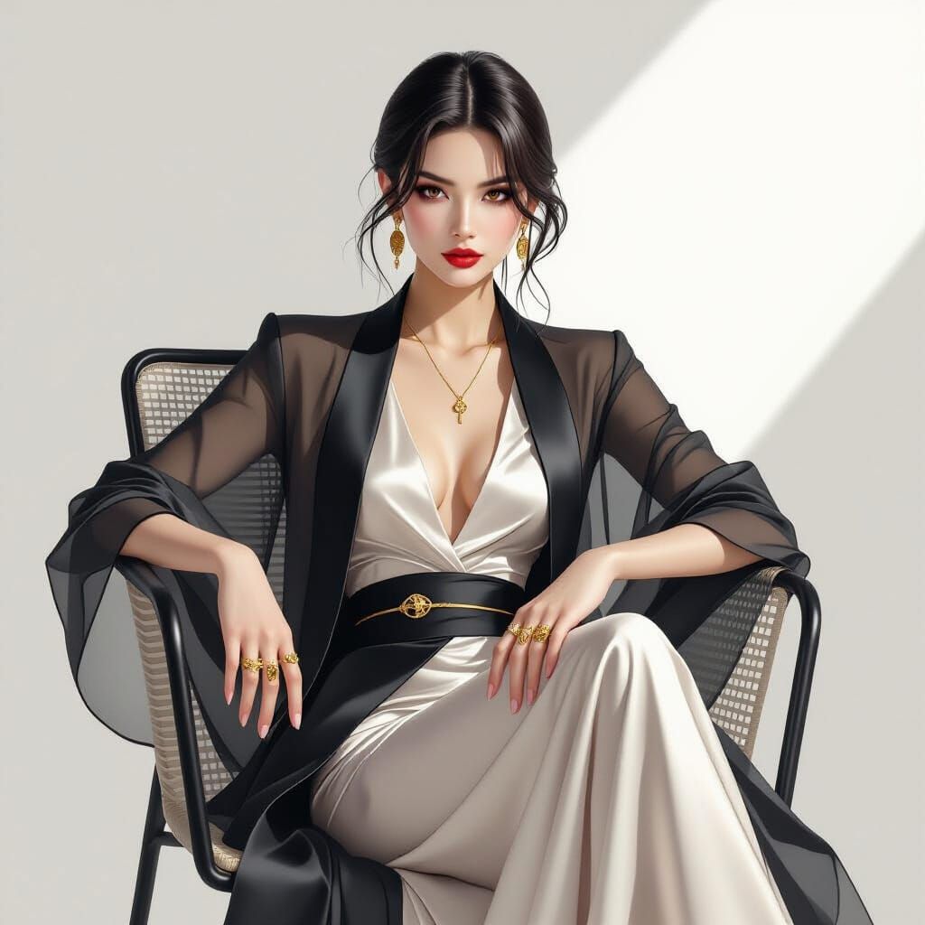 Elegant Androgynous Figure in High Fashion