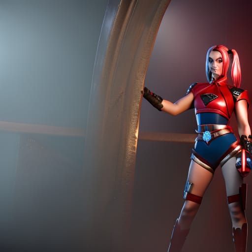 Harley Quinn Classic Outfit: Detailed Matte Painting