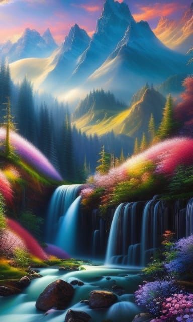Wonderland Landscape in Hyperrealistic Style