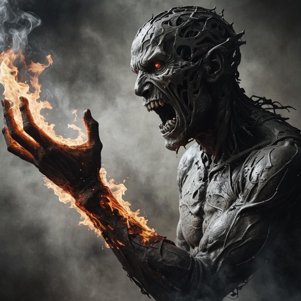 Surreal Image of a Head Ablaze