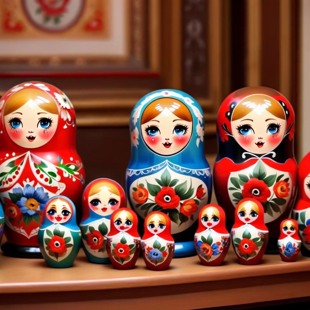 Russian Matryoshka dolls singing opera
