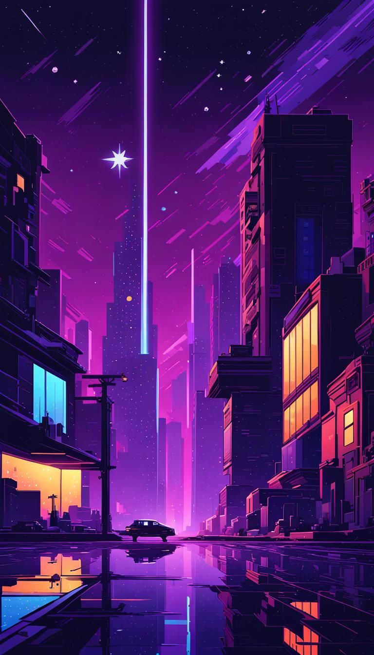 16-bit Pixel Art Cityscape at Night