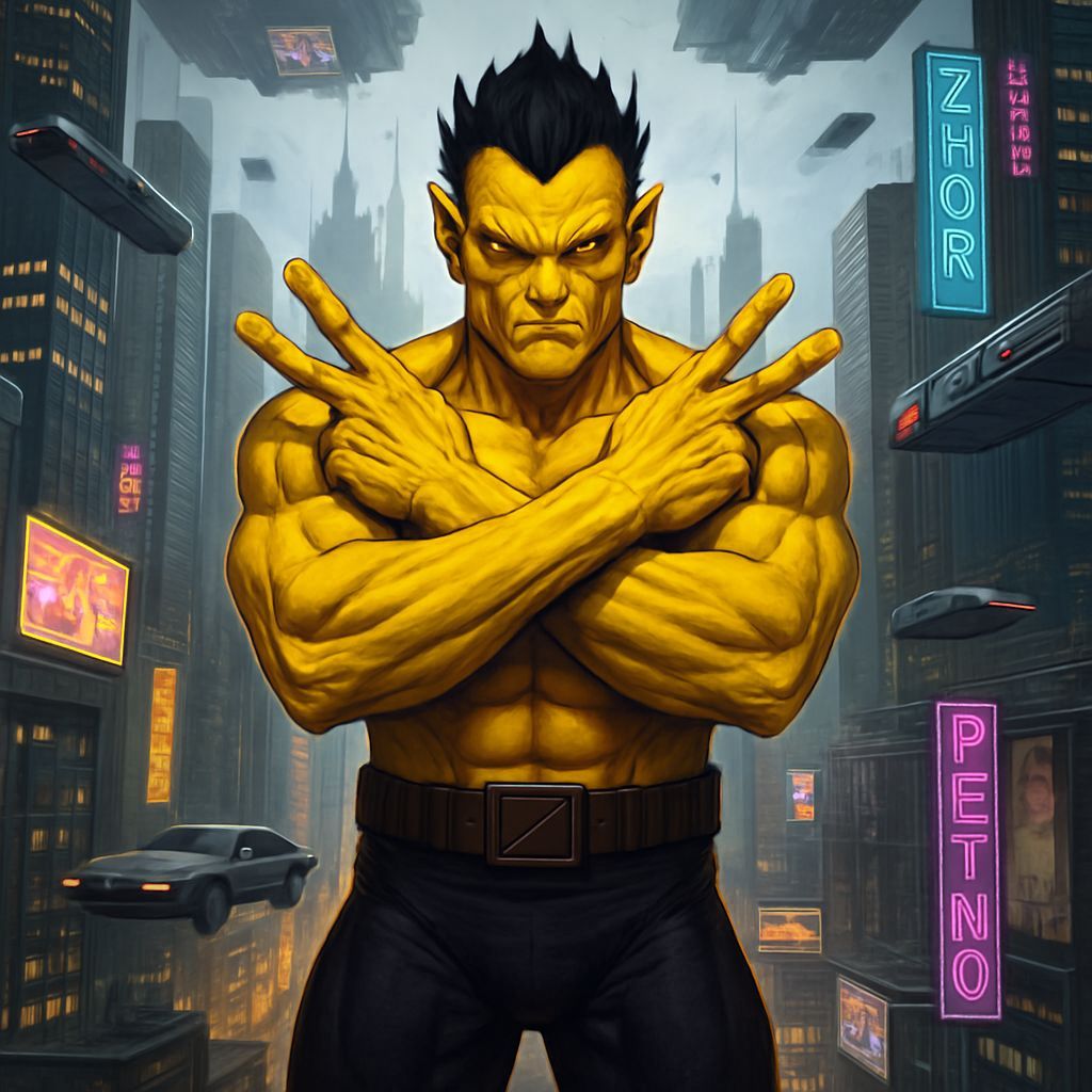 Cyberpunk Male Alien Goon with Yellow Skin