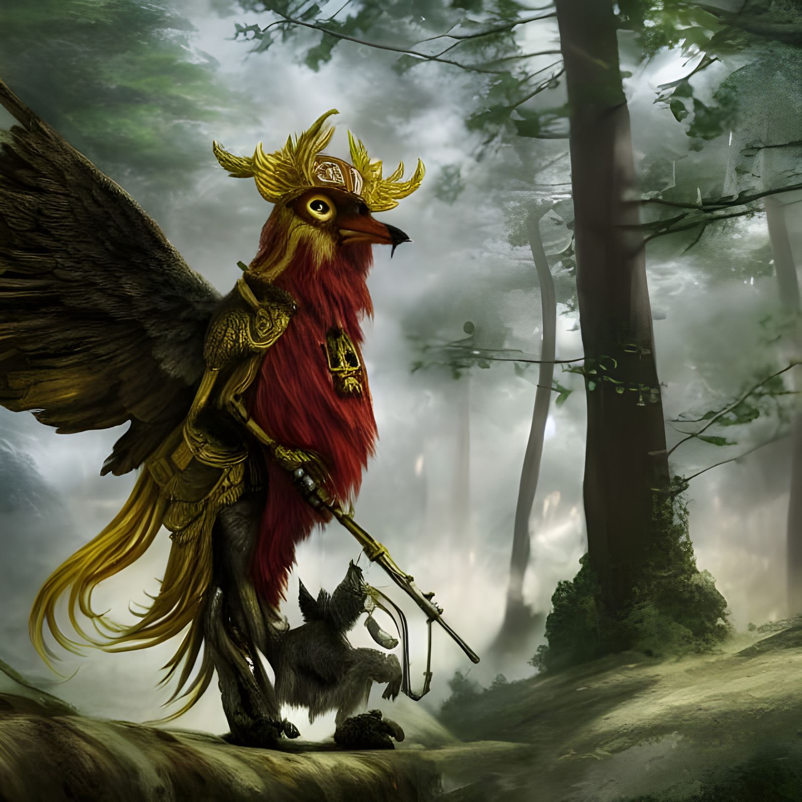 Gryffin in Military Uniform Portrait, Fantasy Art