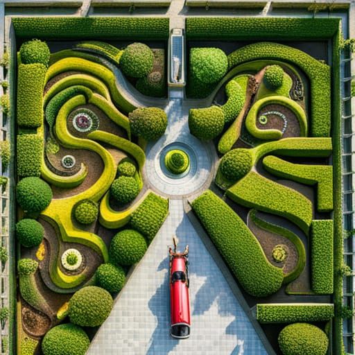Flowering Hedges Form a Garden Maze