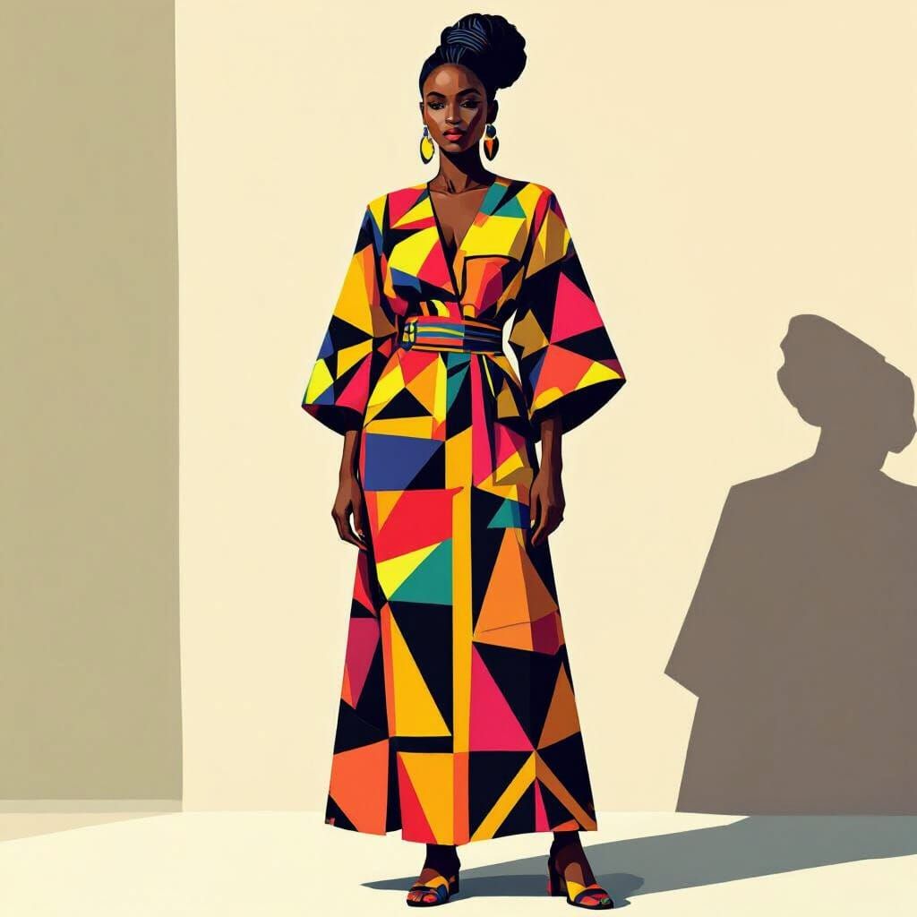 Geometric African Woman in Cubist Style