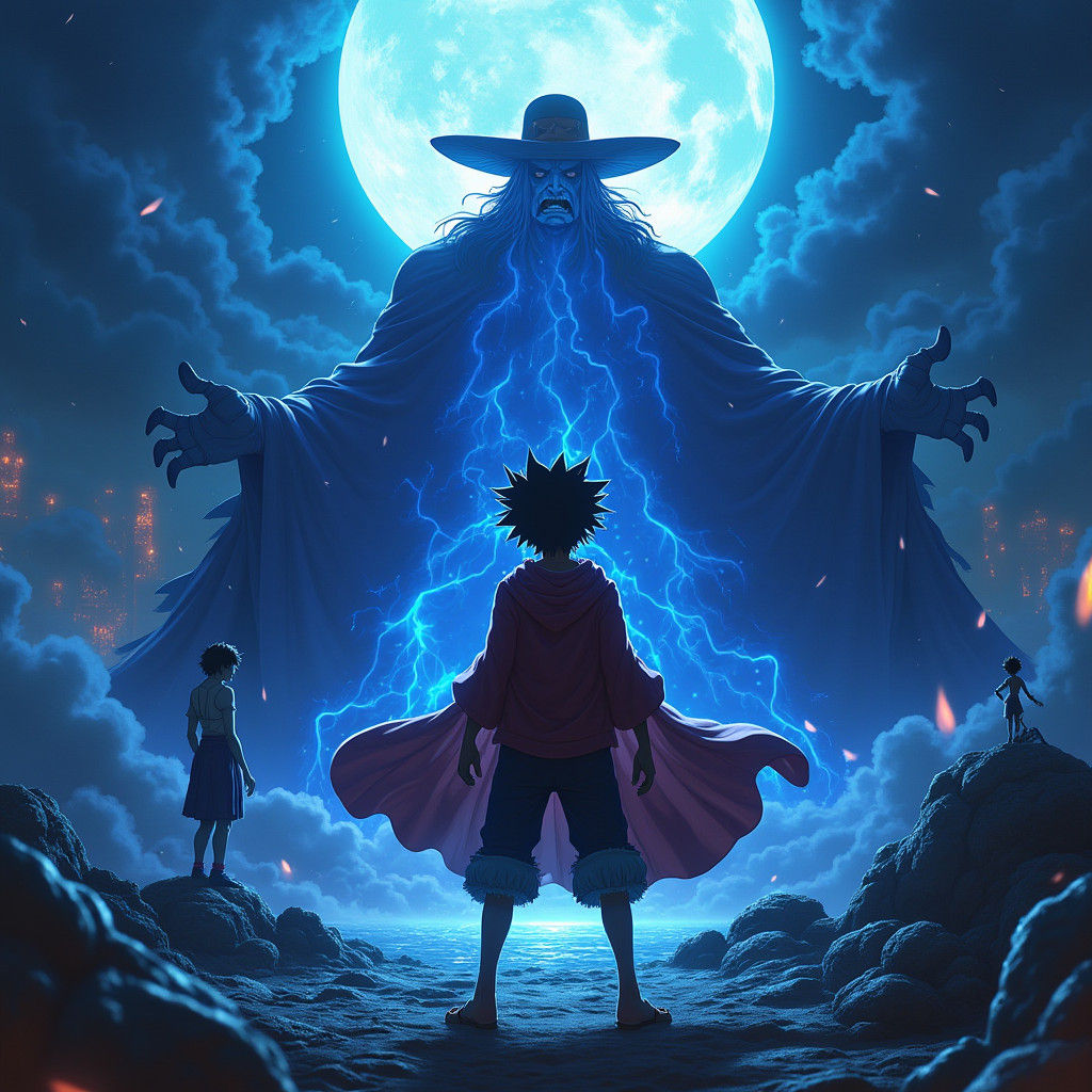 Luffy Gear 6 Confronts Blackbeard Under Dark Moon