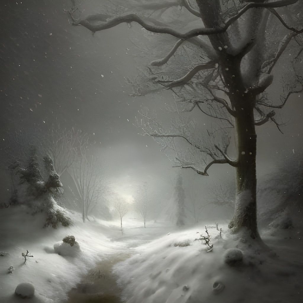 Snowy Winter Garden in Hyperrealistic Detail