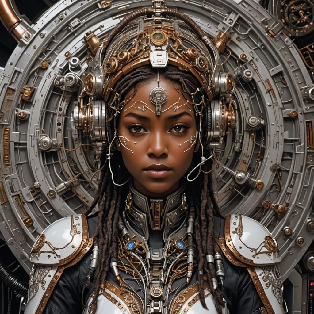 Spaceship Pilot with Filigree Mask in Explosive Colors