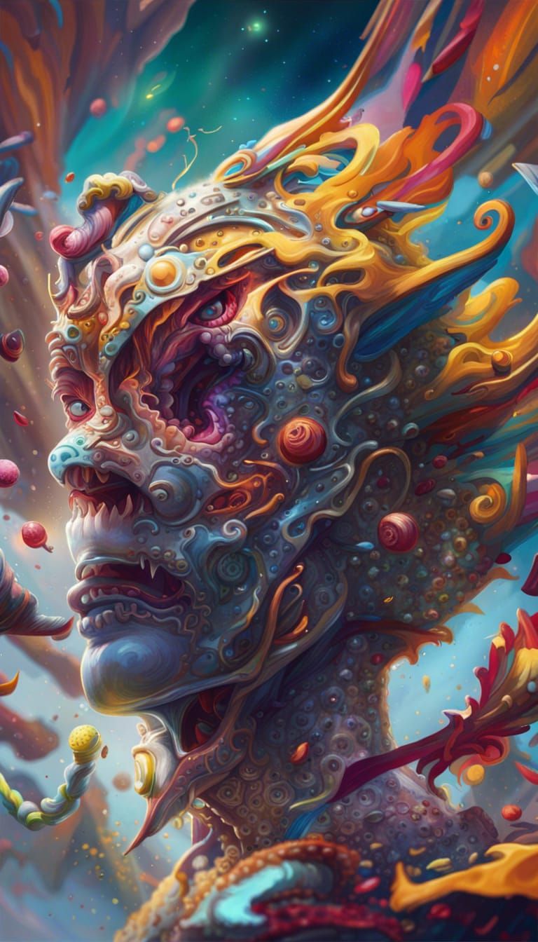 Cosmic Question: Hyperrealistic Splash Art