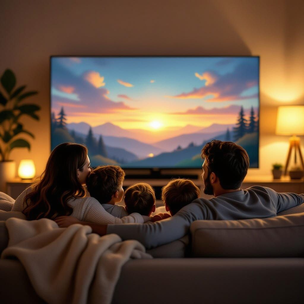 Family Movie Night Warmth in Storybook Style