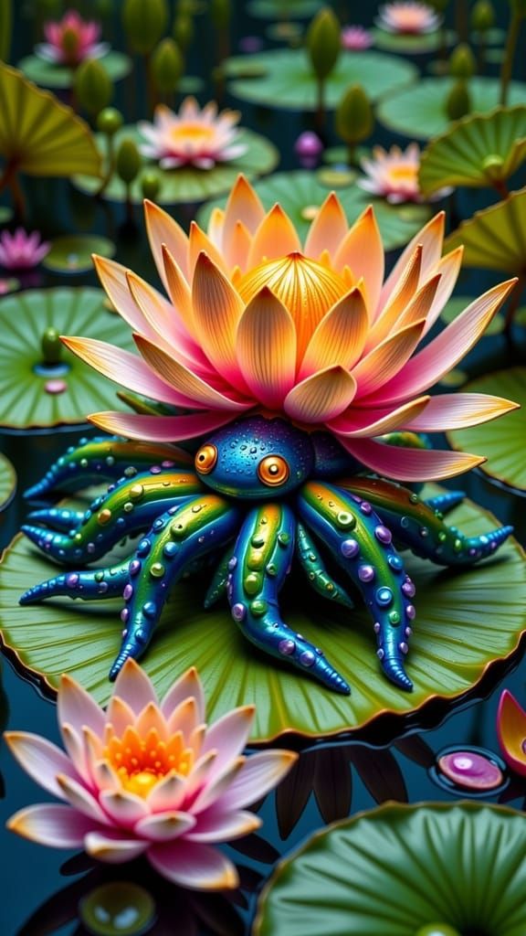 Whimsical Fae Creature in Encaustic Style