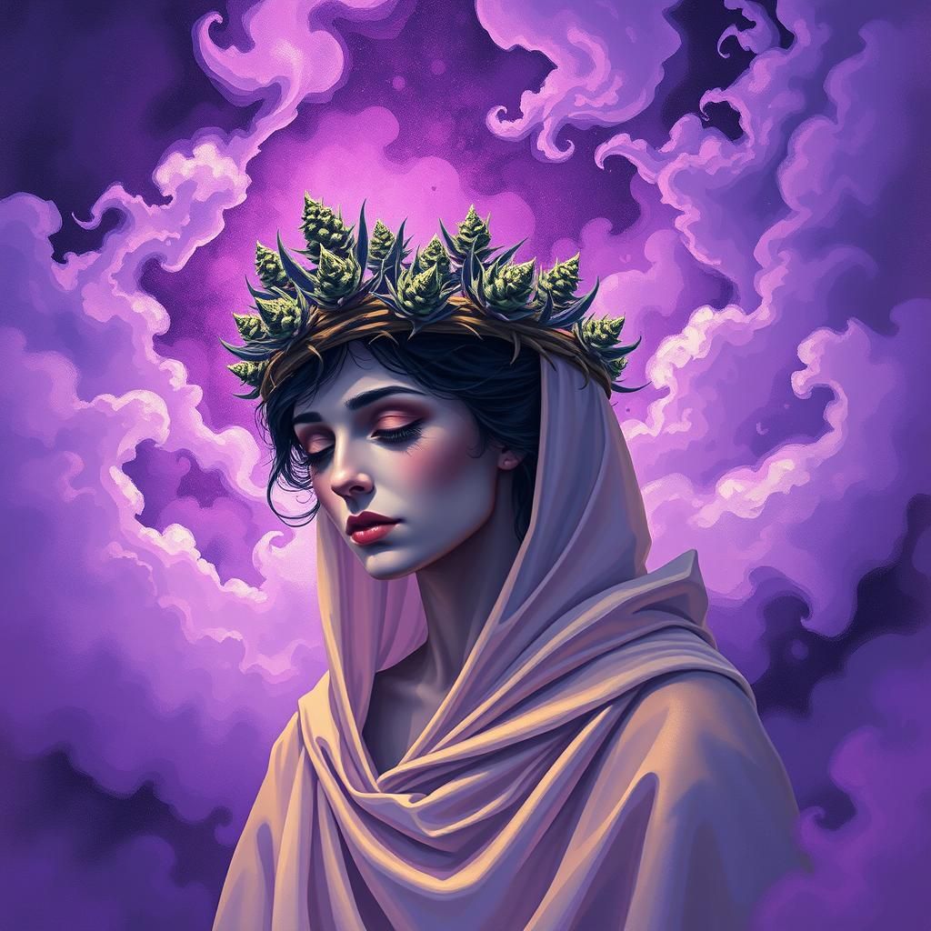 Psychedelic Cannabis Queen in Dreamlike Fantasy Art