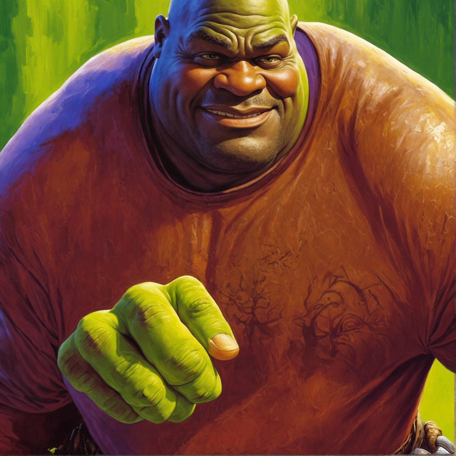 Shaq as Shrek: Digital Oil Painting in 8k